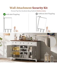 gaomon 53.5" Farmhouse Buffet Cabinet with Storage, Sideboard with Drawers and Reversible Wine Rack