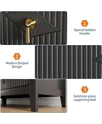 gaomon 54" Wide Fluted Dresser, 6 Drawer Modern Wood Storage Chest for Bedroom or Entryway