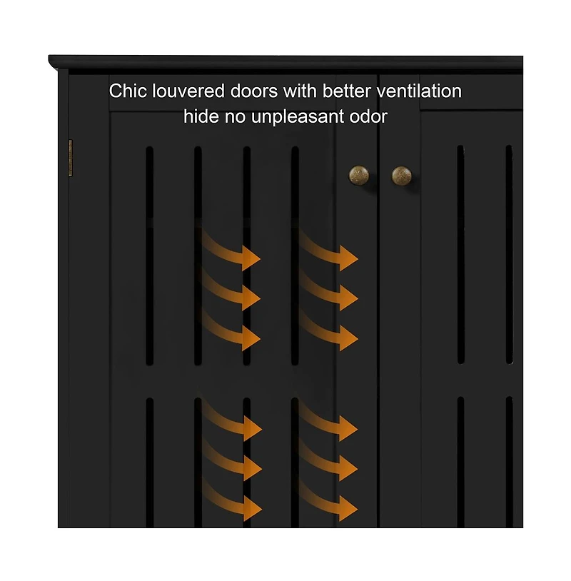 Louvered Door 4-Tier Shoe Storage Cabinet Closed Shoes Rack