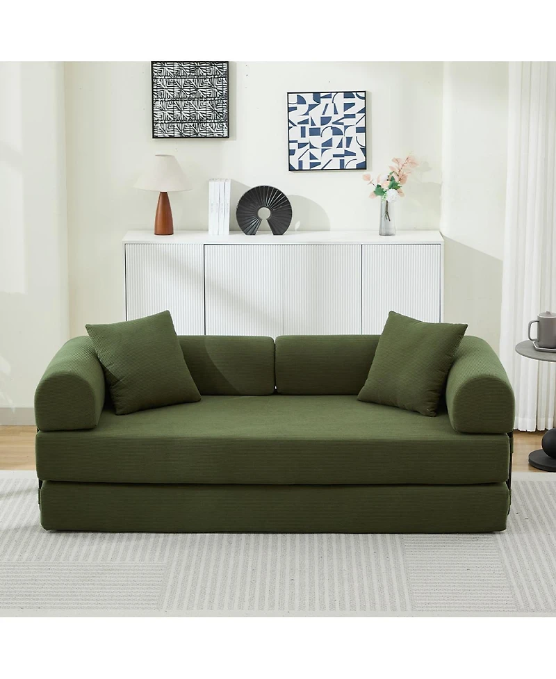 Streamdale Furniture Folding Sofa Bed, 78.5" Convertible Couch with 2 Pillows, Fold Out Mattress