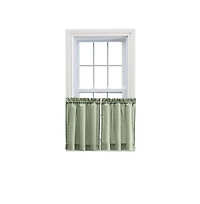 Ellis CurtainStacey 1.5" Rod Pocket High Quality Fabric Solid Color Window Tailored Tier Pair 56"x45" Sage