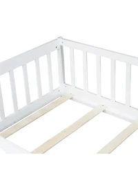 Streamdale Furniture Twin Floor Bed with Fence & Door