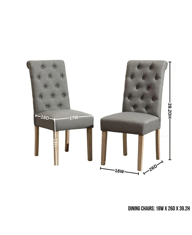 Streamdale Furniture Banff 5-piece Dining Set, Cross-Buck Round Table with 4 Tufted Chairs, Gray