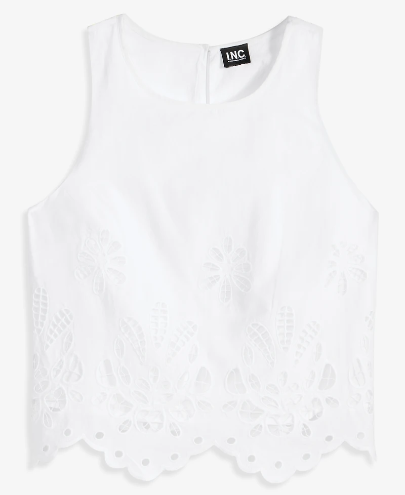 I.n.c. International Concepts Women's Cotton Eyelet Lace Sleeveless Top, Macy's Exclusive