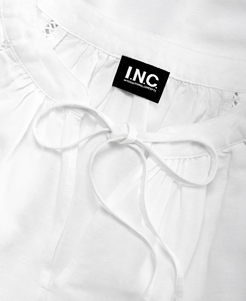 I.n.c. International Concepts Women's Long Sleeve Linen-Blend Blouse, Macy's Exclusive