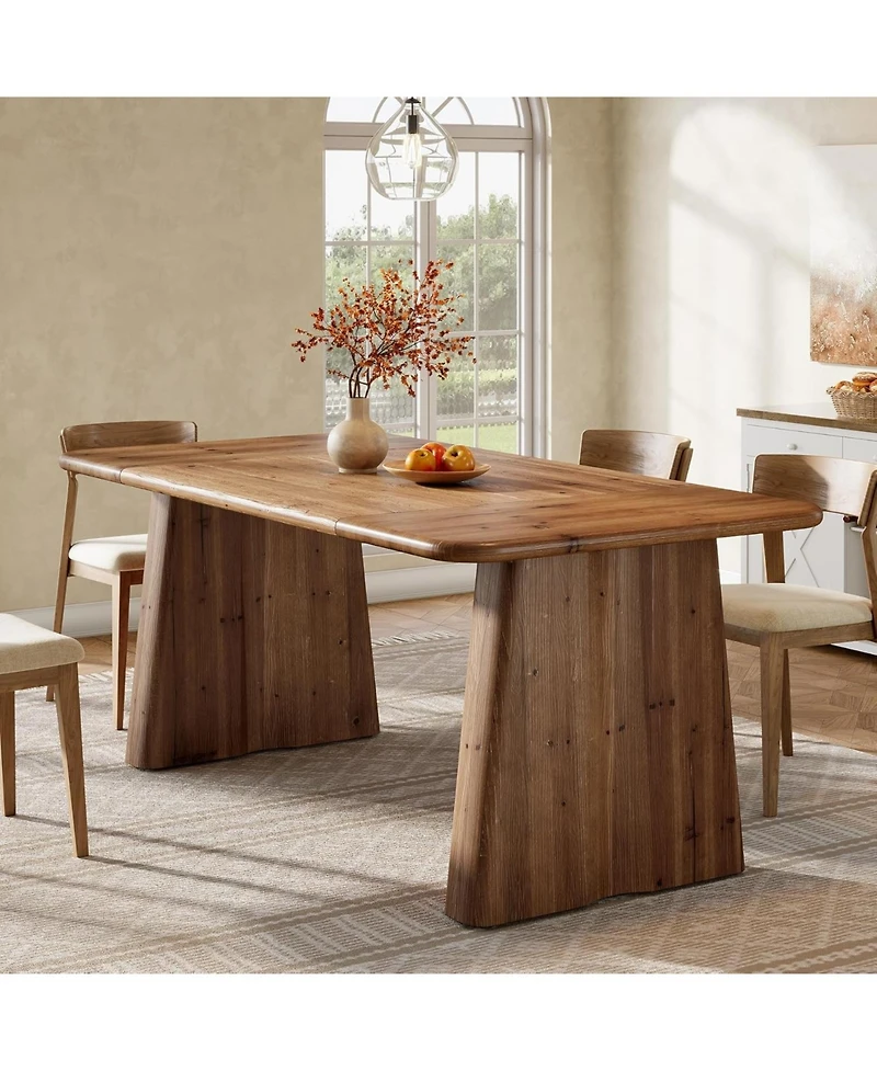 Tribesigns 63-Inch Solid Wood Dining Table for 4-6 People, Large Rectangle Kitchen Table with Heavy Duty Legs, Rustic Kitchen & Dining Room Furniture