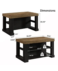 Tribesigns Bar Table, 55-Inch Counter Height Pub Table with Storage Shelves, High Top Kitchen Dining Rectangle Wood Home Unit