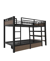 Streamdale Furniture Twin Size Metal Bunk Bed with Storage, Led, and Usb