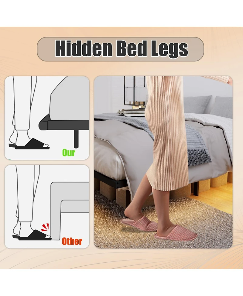 Streamdale Furniture Full Size Bed Frame, Heavy Duty, Led Light