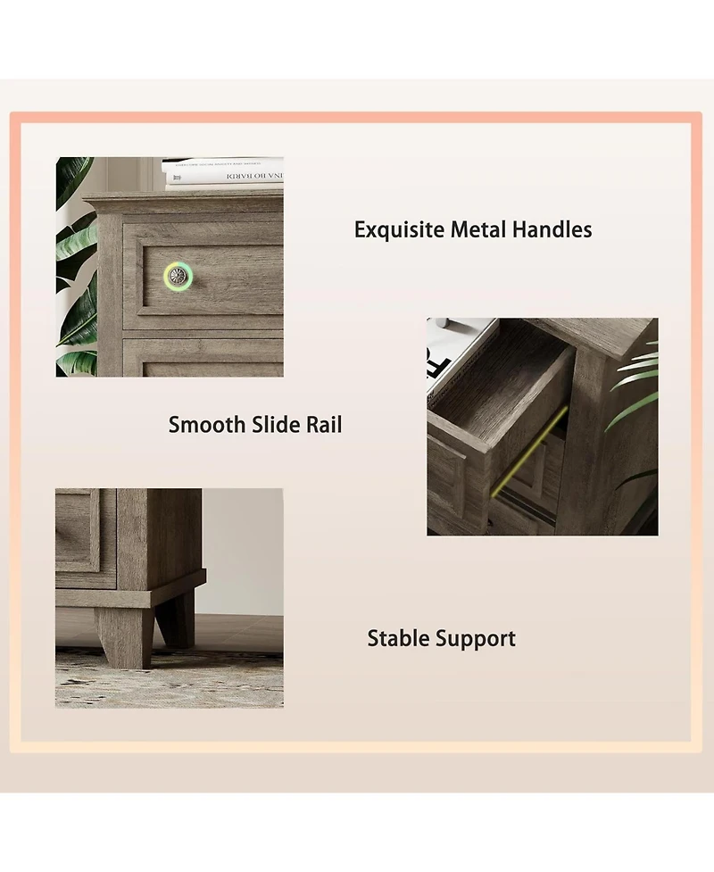 gaomon 3-Drawer Dresser, Wooden Storage Chest with Metal Handles, Modern Small Storage Cabinet