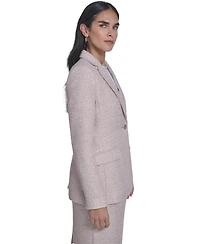 Calvin Klein Petite One-Button Tweed Jacket