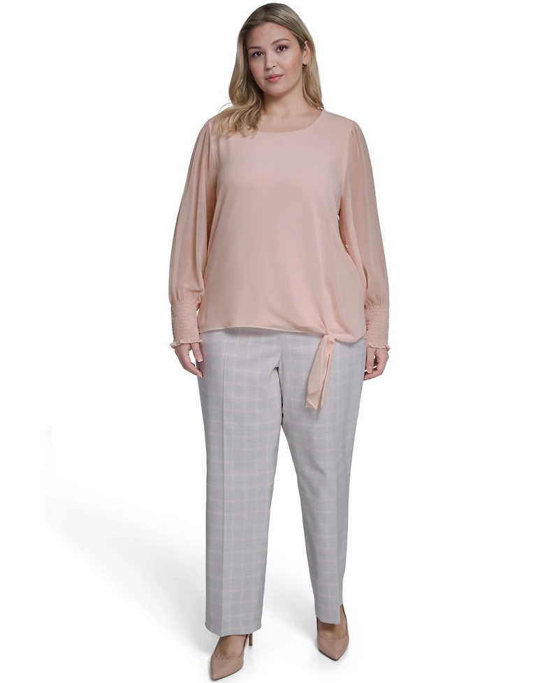 Calvin Klein Plus Mixed Media Long-Sleeve Top