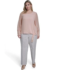 Calvin Klein Plus Mixed Media Long-Sleeve Top