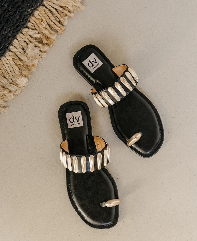 Dv Dolce Vita Women's Jayson Jewelry Embellished Thong Toe Ring Flat Sandals