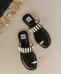 Dv Dolce Vita Women's Jayson Jewelry Embellished Thong Toe Ring Flat Sandals