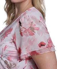 Calvin Klein Plus Printed V-Neck Short-Sleeve Top
