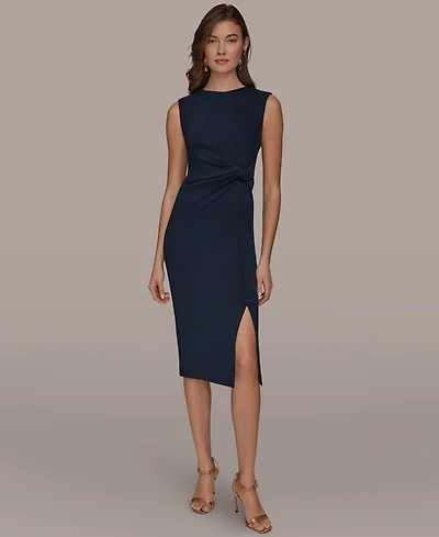 Donna Karan New York Women's Jewel-Neck Front-Slit Sheath Dress