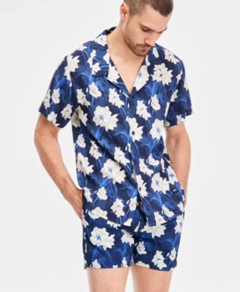 Boss By Hugo Boss Mens Tropical Print 5 Swim Shorts Tropical Printed Button Down Swim Shirt
