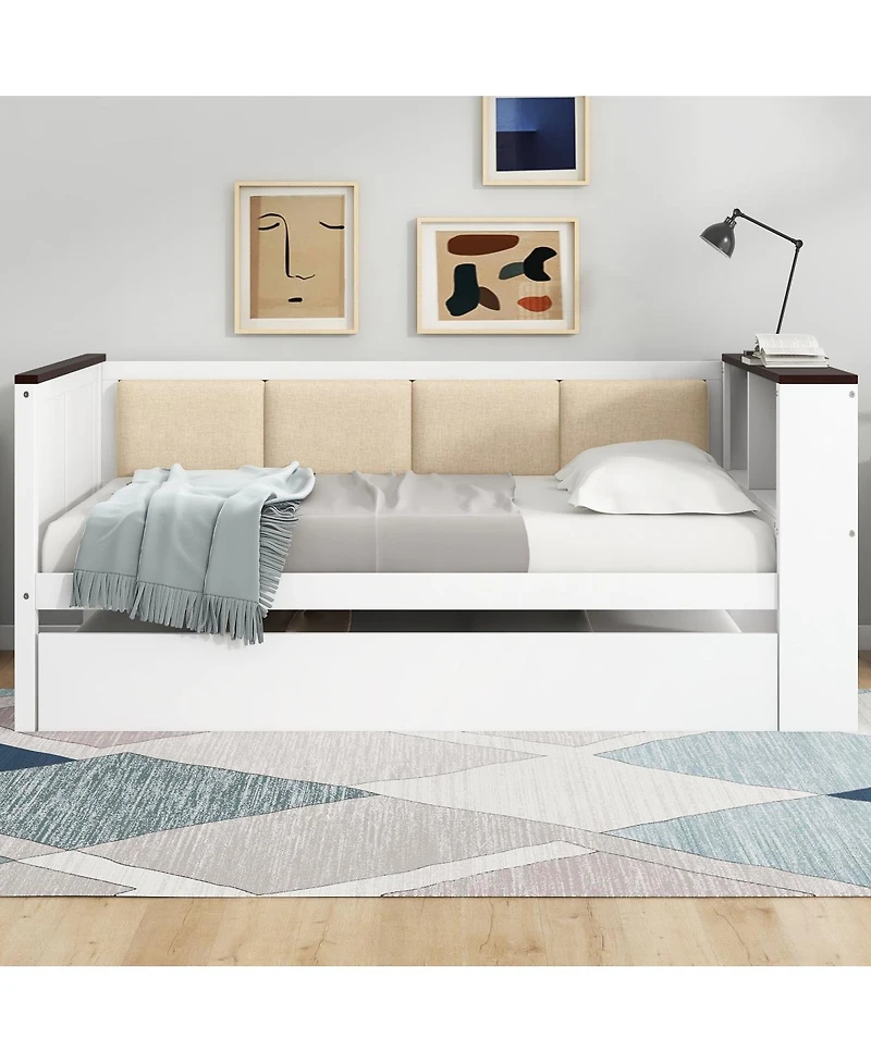Streamdale Furniture Twin Size Wood Daybed with Storage, Usb, and Trundle