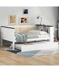 Streamdale Furniture Twin Size Wood Daybed with Storage, Usb, and Trundle