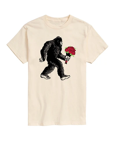 Airwaves Men's Instant Message Sasquatch Flowers Printed Short-Sleeve Graphic T-Shirt