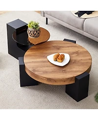 Streamdale Furniture Modern Simple Double-Layer Round Coffee Table - Transparent Brown Glass Top