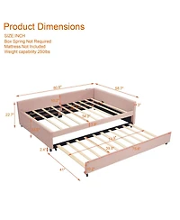 Streamdale Upholstered Daybed with Trundle (Pink)