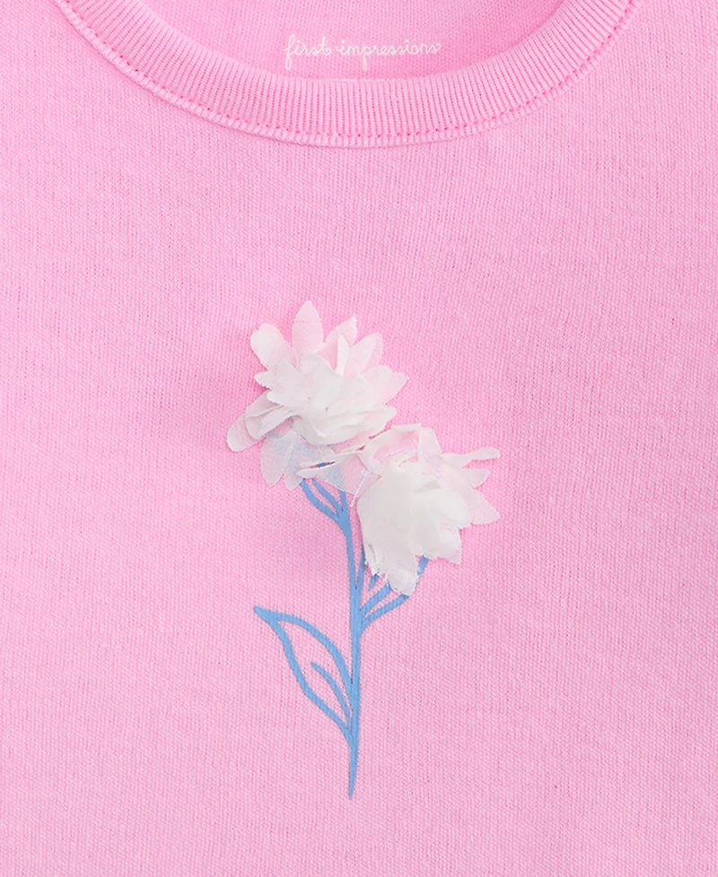 First Impressions Baby Girls' Chiffon-Flower T-Shirt, Macy's Exclusive
