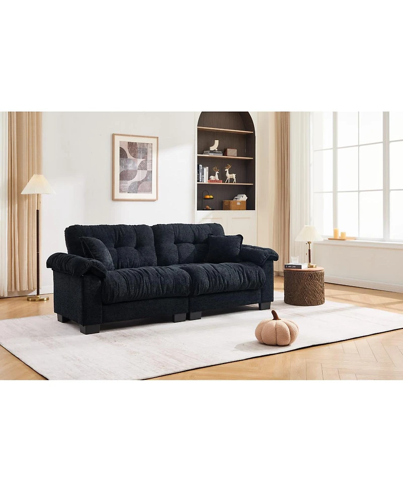 Streamdale Furniture Casual 3-seater chenille pleated sofa Black