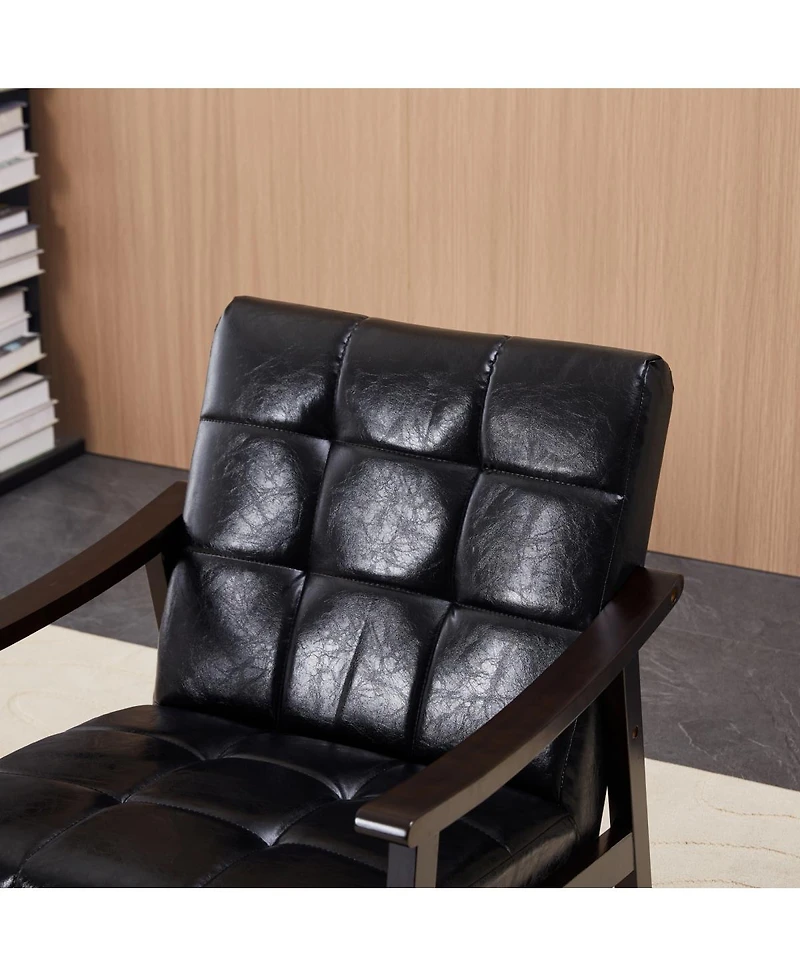 Streamdale Furniture Modern medieval-inspired armchair, antique Black upholstered, solid wood legs