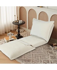 Streamdale Furniture Convertible Flip Chair: Floor SofaBed with Adjustable Backrest andPillows-Beige
