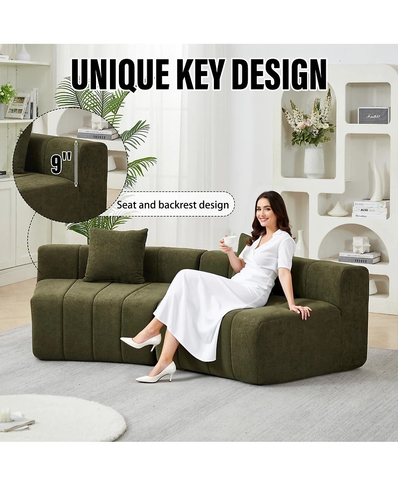 Streamdale Furniture Chenille Curved Sectional Sofa with 2 Pillows, Semi-Circular Modular Design