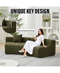 Streamdale Furniture Chenille Curved Sectional Sofa with 2 Pillows, Semi-Circular Modular Design