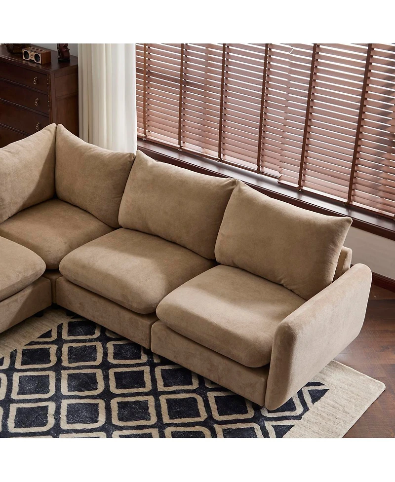 Streamdale 99" Oversize 5-Piece L-Shaped Modular Velvet Sectional Sofa Couch for Living Room