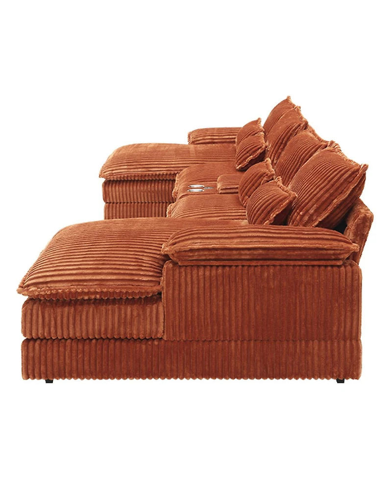 Streamdale Furniture 120" 5-piece U-shaped sofa w/ console, Usb ports & 4 pillows