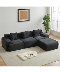 Streamdale 114-inch Corduroy Modular Sofa with Inlaid Design, 3 Pillows, Wider Backrest, 4 Modules.