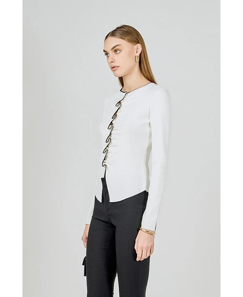 endless rose Women's Ruffle Draped Knit Top