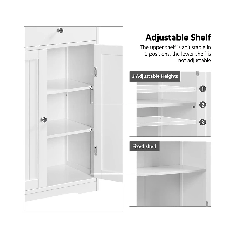 Yaheetech 32" H Free-Standing Bathroom Floor Cabinet with 4 Drawers and 2 Doors Espresso