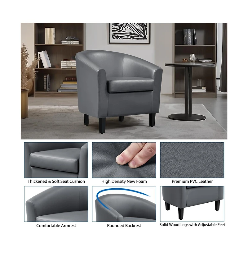 Yaheetech Faux Leather Accent Chair Gray