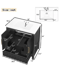 Cesicia 30 in. Bathroom Vanity with Sink, Multi-functional Cabinet Doors, Storage Shelves and Drawers
