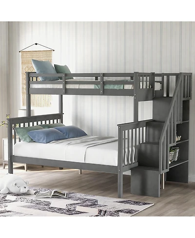 Streamdale Furniture Stairway Twin-Over-Full Bunk Bed with Storage