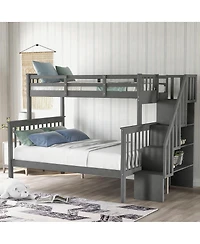 Streamdale Furniture Stairway Twin-Over-Full Bunk Bed with Storage