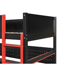Streamdale Furniture Twin Gaming Loft Bed with Storage Stairs, Desk, Shelves & Pegboard