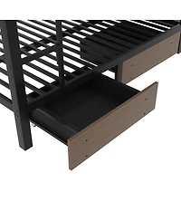 Streamdale Furniture Full Size Metal Bunk Bed with Storage, Led, and Usb