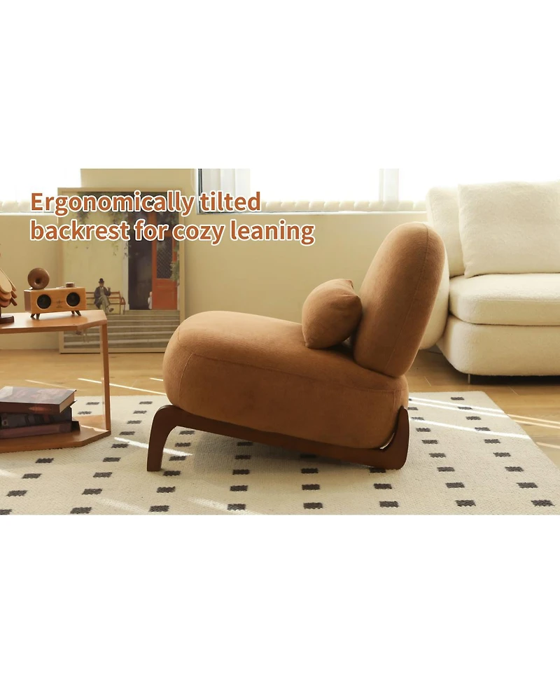 Streamdale Furniture Streamdale Cute Velvet Accent Chair with Solid Wood Legs