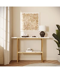 Streamdale Furniture Modern Luxury Gold Metal Console Table with Storage Shelf