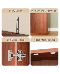 Streamdale Furniture 72" Modern Fluted Wood Kitchen Pantry Cabinet with 6 Shelves