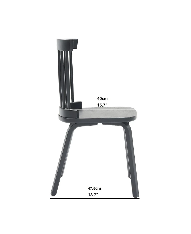 Streamdale Windsor Dining Chairs Set of 4, Wood Farmhouse Spindle Back, Black