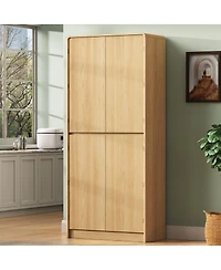 Streamdale Furniture 72" Farmhouse Kitchen Pantry Cabinet with 8 Shelves, Curved Storage, Hidden Drawer