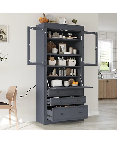Streamdale Furniture Freestanding Kitchen Pantry Storage Cabinet with 3 Drawers